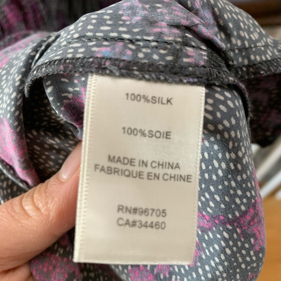 Rebecca Taylor 100% Silk gray/ purple floral dress - Picture 5 of 5